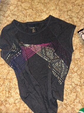 IDEOLOGY Women's Graphic Short Sleeve Tee Shirt Top Charcoal Heather  XXL